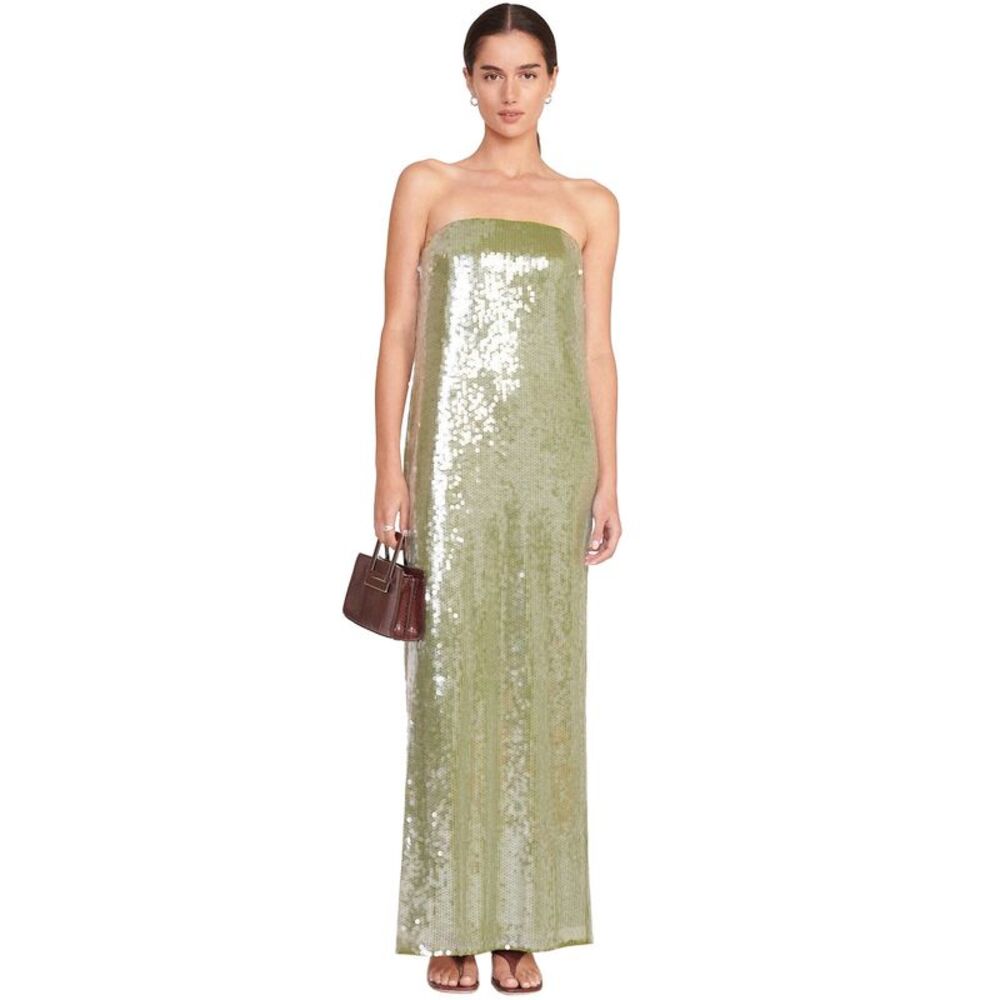 Staud Womens Casey Strapless Sequined Maxi Dress 6 Garden Moss - NWT $595 - Picture 5 of 8